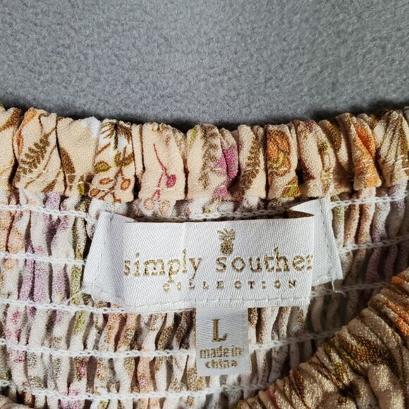 Simply Southern Dress Womens L Floral Smocked Milkmaid Cottage Tiered Prairie - Picture 8 of 9